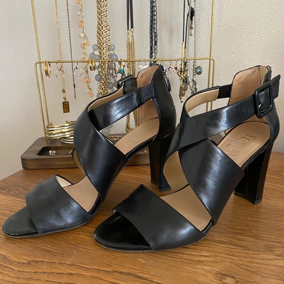 Franco Sarto, Black Block Heeled Sandal - Picture 1 of 3